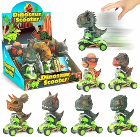 SMILESSKIDDO Dino Pull Back Cars - 6 Packs Dinosaur Cars, Dinosaur Toys, Finger Scooter, Mini T-Rex & Triceratops Toys, Stocking Stuffers for Kids Boys & Girls Age 3 4 5 6