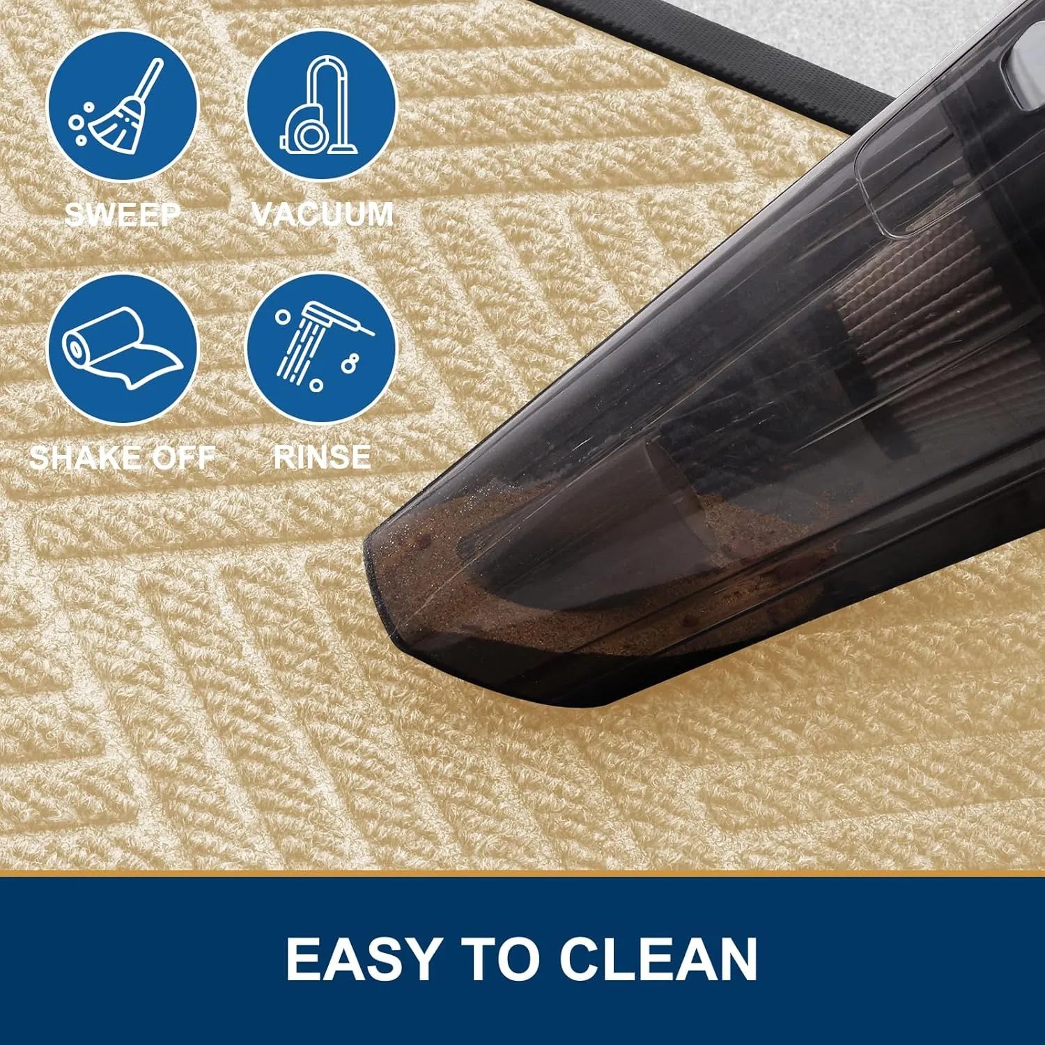 Smiry Front Door Mat Outside Entrance, Heavy Duty Outdoor Indoor Natural Rubber Doormat, Non Slip, Trap Dirt and Moisture, Easy Clean, Low Profile Patio Porch Entryway Mat, 29.5x17, Beige