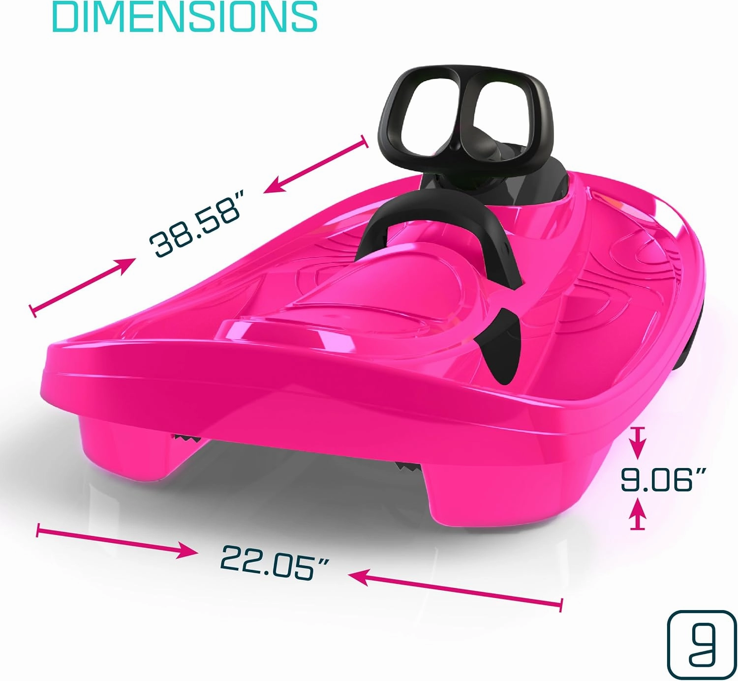 Snow Sled for Kids, Adults - Toboggan Sled, Easy Turning Steering Wheel, Anti-Slip Seat, Pull Up Brake, Durable Plastic Sled, Lightweight, Snow Sleds, Age 3  260 lbs