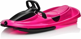 Snow Sled for Kids, Adults - Toboggan Sled, Easy Turning Steering Wheel, Anti-Slip Seat, Pull Up Brake, Durable Plastic Sled, Lightweight, Snow Sleds, Age 3  260 lbs