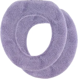 Soft Toilet Seat Cover - Plush & Thick Fabric Toilet Seat Warmer for Round & Elongated 14x18" Toilet Seats - Reusable, Machine-Washable, Easy-Install - Gift-Ready Packaging - Purple Ash