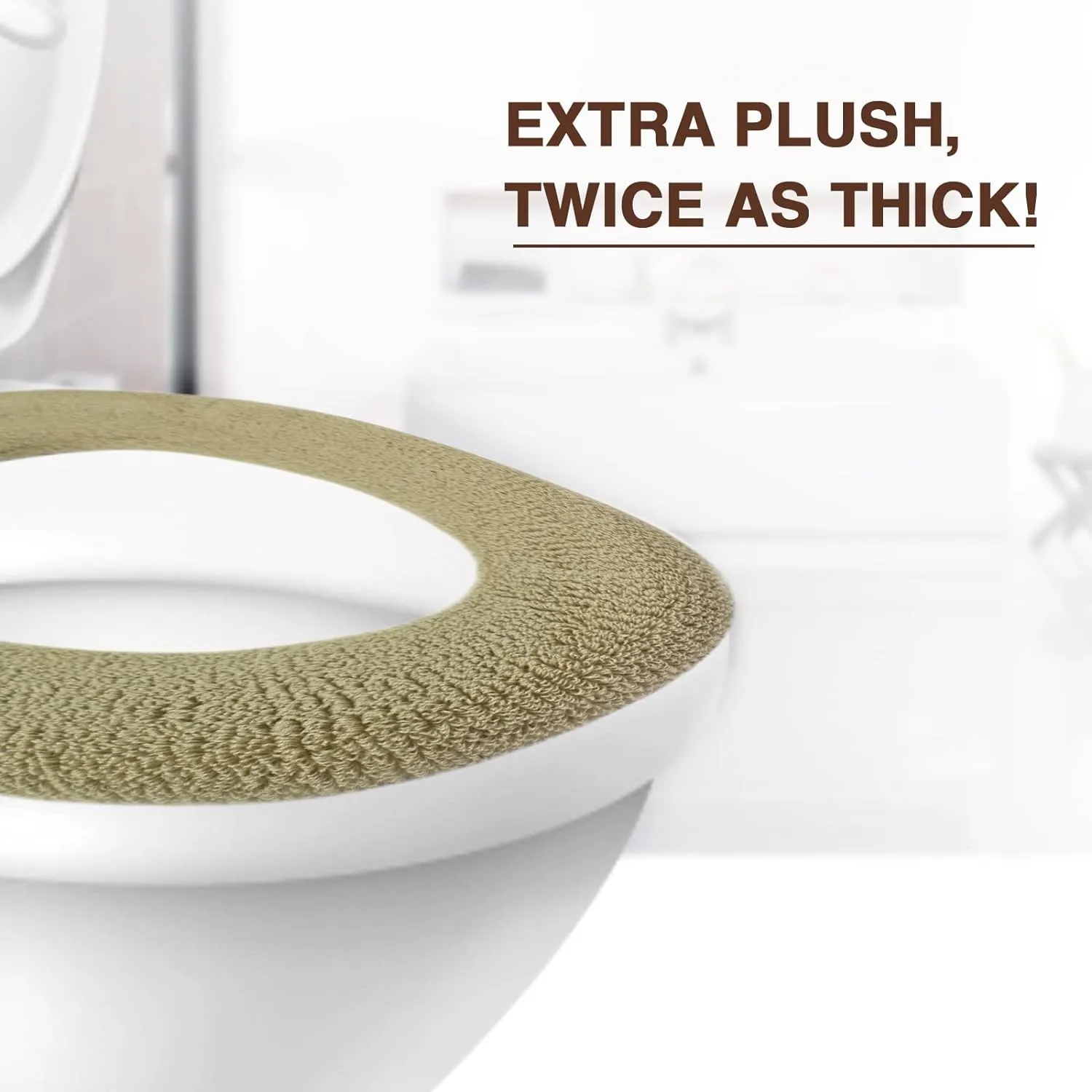 Soft Toilet Seat Cover - Plush & Thick Fabric Toilet Seat Warmer for Round & Elongated 14x18" Toilet Seats - Reusable, Machine-Washable, Easy-Install - Gift-Ready Packaging - Purple Ash