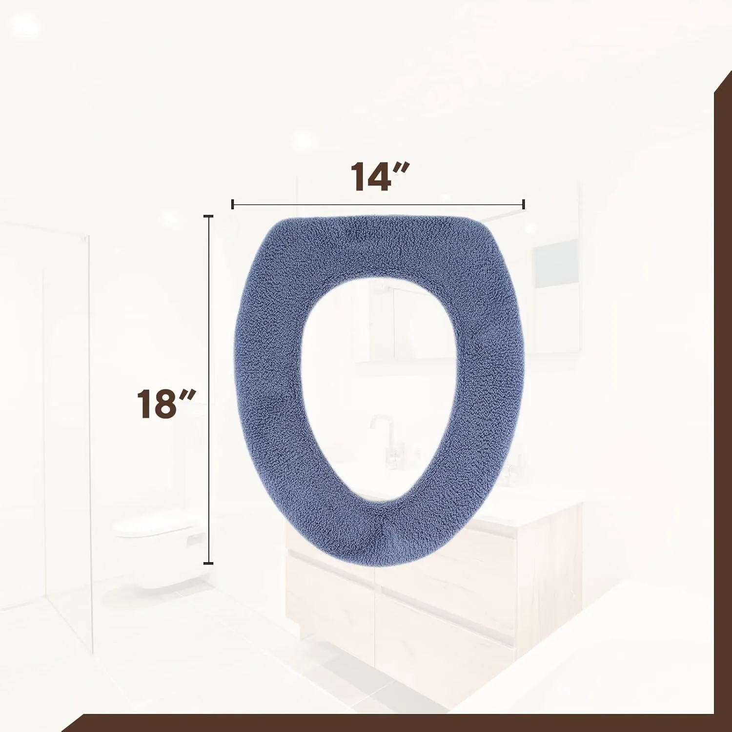 Soft Toilet Seat Cover - Plush & Thick Fabric Toilet Seat Warmer for Round & Elongated 14x18" Toilet Seats - Reusable, Machine-Washable, Easy-Install - Gift-Ready Packaging - Purple Ash