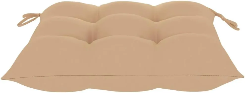 Solid Teak Wood Outdoor Stackable Patio Chairs with Beige Cushions – Set of 2, Durable Modern Design for Home, Office, Bar, or Café Use