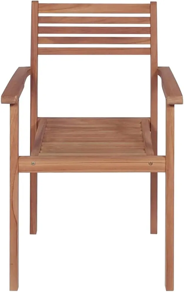 Solid Teak Wood Outdoor Stackable Patio Chairs with Beige Cushions – Set of 2, Durable Modern Design for Home, Office, Bar, or Café Use