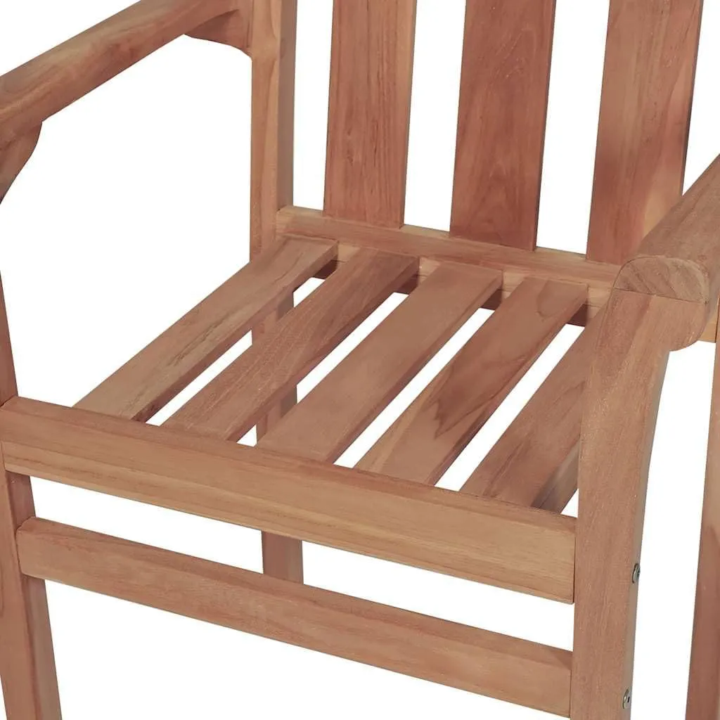 Solid Teak Wood Patio Chairs with Cream Cushions, 2 Pcs Stackable Outdoor Chairs for Garden, Beach, Camping and Lounge Areas, Durable Wooden Furniture for Patio Decor