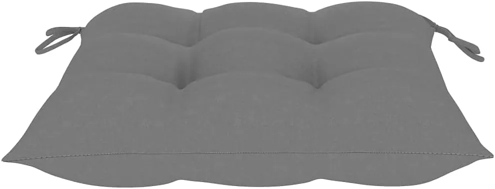 Solid Teak Wood Patio Chairs with Gray Cushions 2-Piece Set, Weather-Resistant Outdoor Furniture Stackable Lounge Chairs for Poolside Backyard Garden