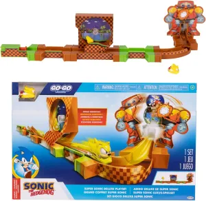 Sonic The Hedgehog Go Go Racers Deluxe Playset with Diecast Super Sonic Figure, Combine with The Sonic Adventure Playset