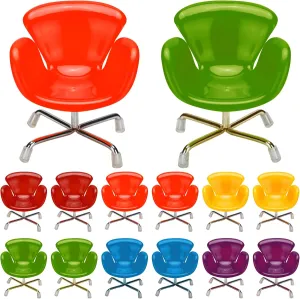 Sosation 12 Pieces 1:6 Scale Dollhouse Miniature Plastic Chair Colorful Miniature Chair Dollhouse Furniture DIY Mini Armchair Backrest Swivel Egg Chairs for Dolls Accessories Decoration, 6 Colors