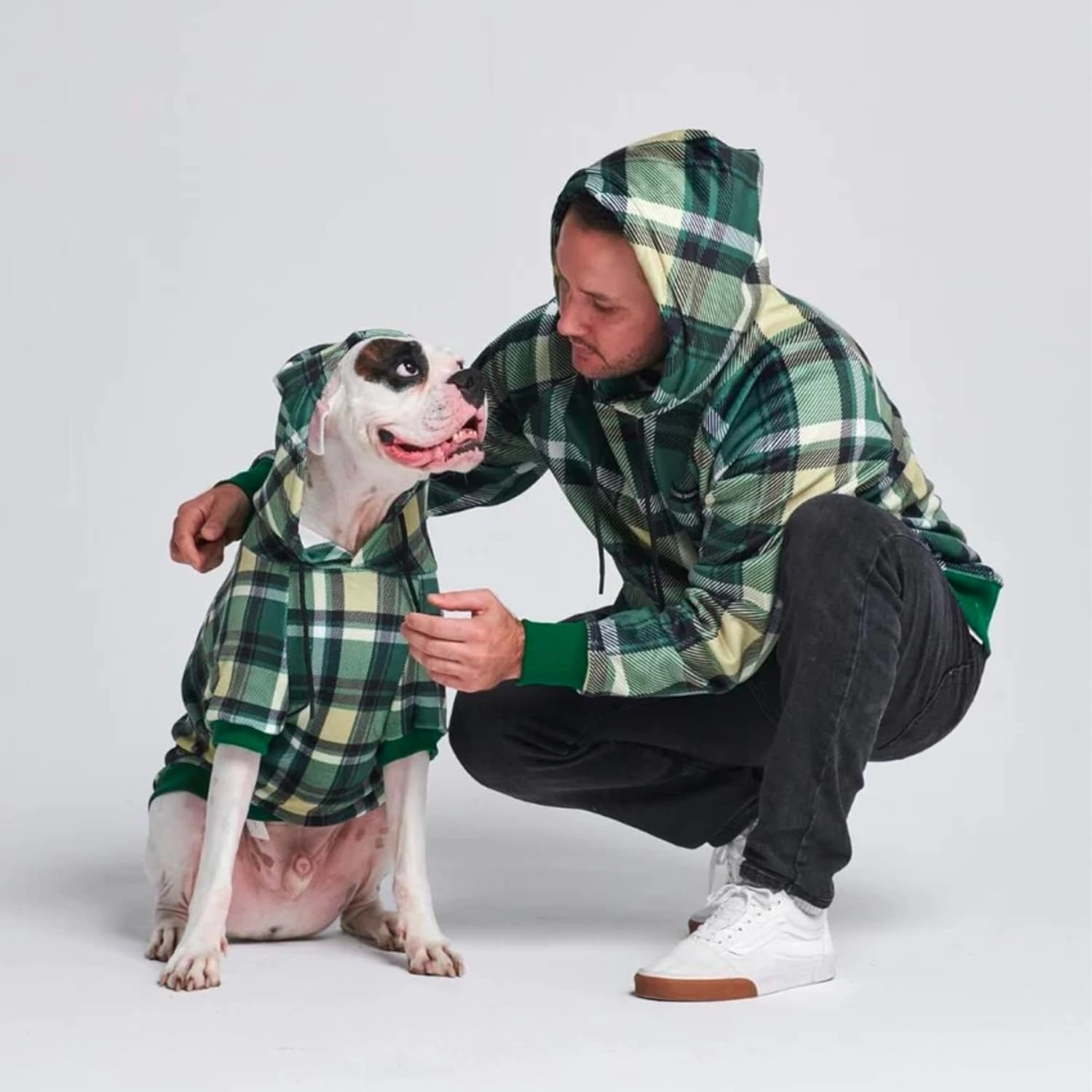 Spark Paws Human Hoodie - Premium Quality, Buttery Soft, Superior Comfort and Fit, Calming Fleece Interior, Suitable for All Styles – Green Plaid, M