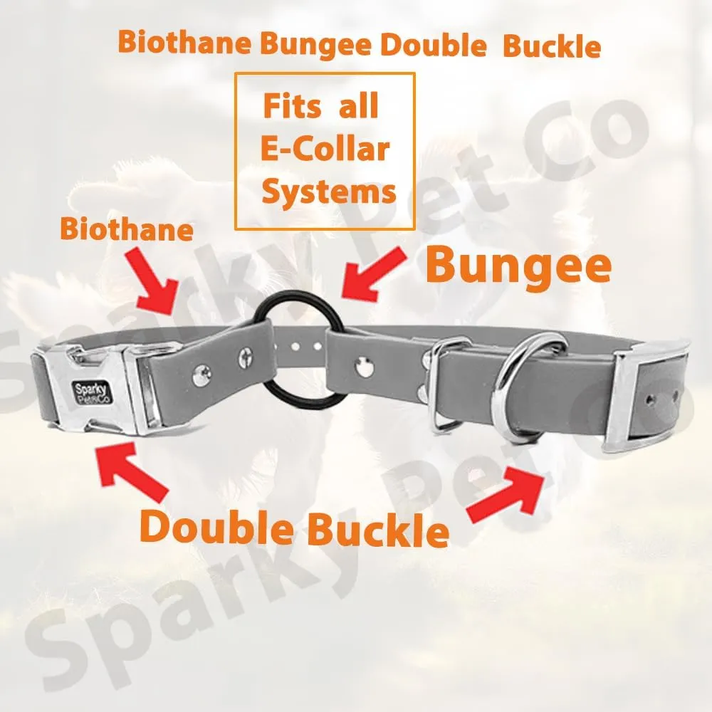 Sparky Pet Co - Zeus ECollar Replacement Strap - Bungee Loop Dog Collar - Waterproof Biothane - Adjustable - Double Buckle - Quick Snap Metal Clasp - for Invisible Fence Systems 3/4" x 28"Neon Orange