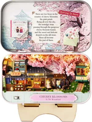 Spilay Dollhouse Miniature with Furniture,DIY Dollhouse Kit Mini Iron Box Theater,1:24 Scale Creative Room Best Birthday Gift for Adult Lover Girl Friend Birthday Gift (Q07)
