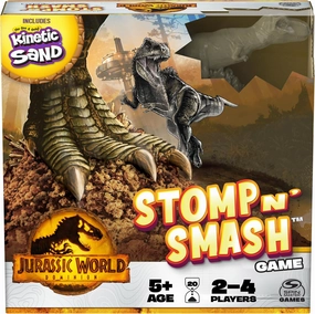 Spin Master Games, Jurassic World Dominion, Stomp N’ Smash Board Game with Kinetic Sand, Jurassic Park Sensory Dinosaur Toy, Creative Kids Activity, 2-4 Players, for Ages 5 & Up