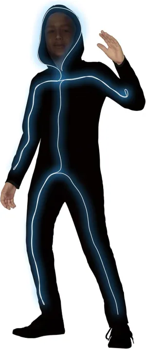 Spirit Halloween Light-Up E.L. Wire Stick Figure Kids Costume | Stick Figure Cosplay | Jumpsuit Outfit | Funny Costume