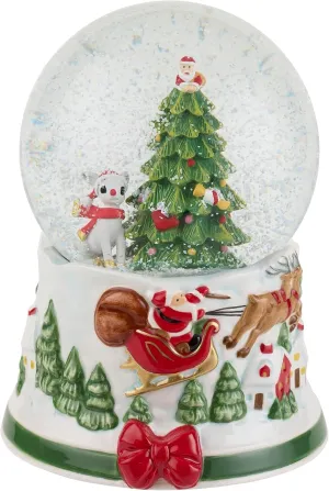 Spode Christmas Tree Ruldolph Winter Wonderland Snow Globe, Plays Soothing Music - Durable Dolomite, Personalized Collectible Great for Christmas, Weddings, Home Décor