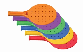 Sportime Global Games Paddle - 8 x 13 1/2 - Set of 6 Paddles - 6 Colors - Balls Sold Separately , Assorted Colors - 018946
