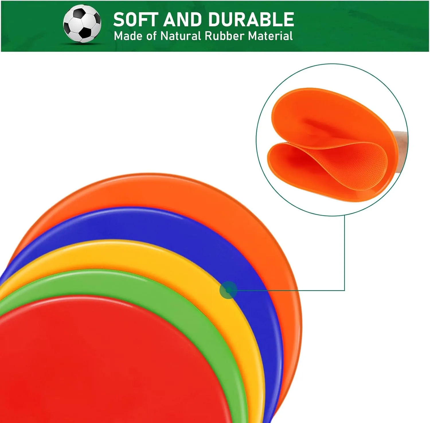 Spot Markers 9 Inch 10 Inch Non Slip Rubber Agility Markers Flat Field Cones Floor Dots for Soccer Basketball Sports Speed Agility Training and Drills