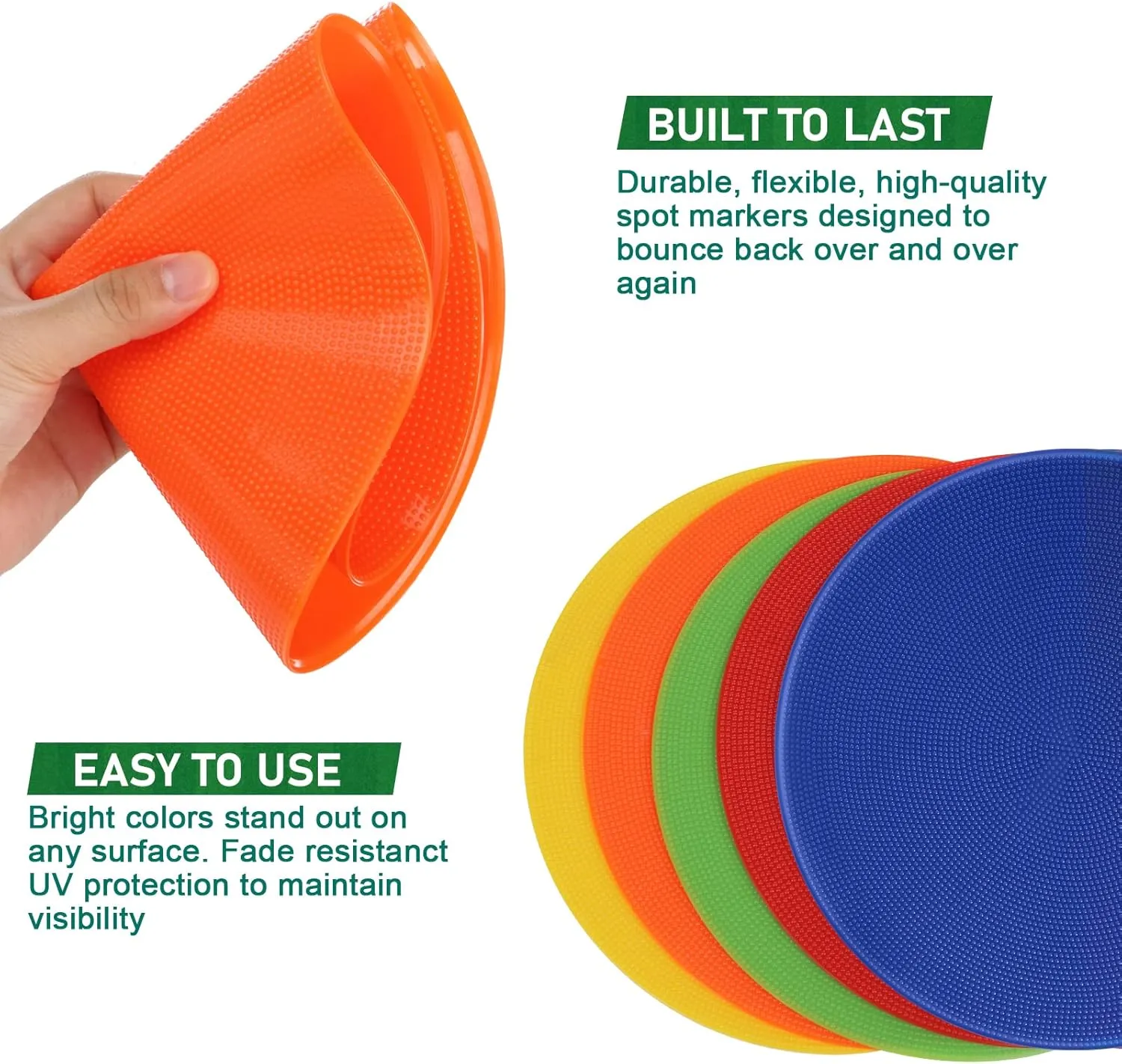 Spot Markers 9 Inch 10 Inch Non Slip Rubber Agility Markers Flat Field Cones Floor Dots for Soccer Basketball Sports Speed Agility Training and Drills