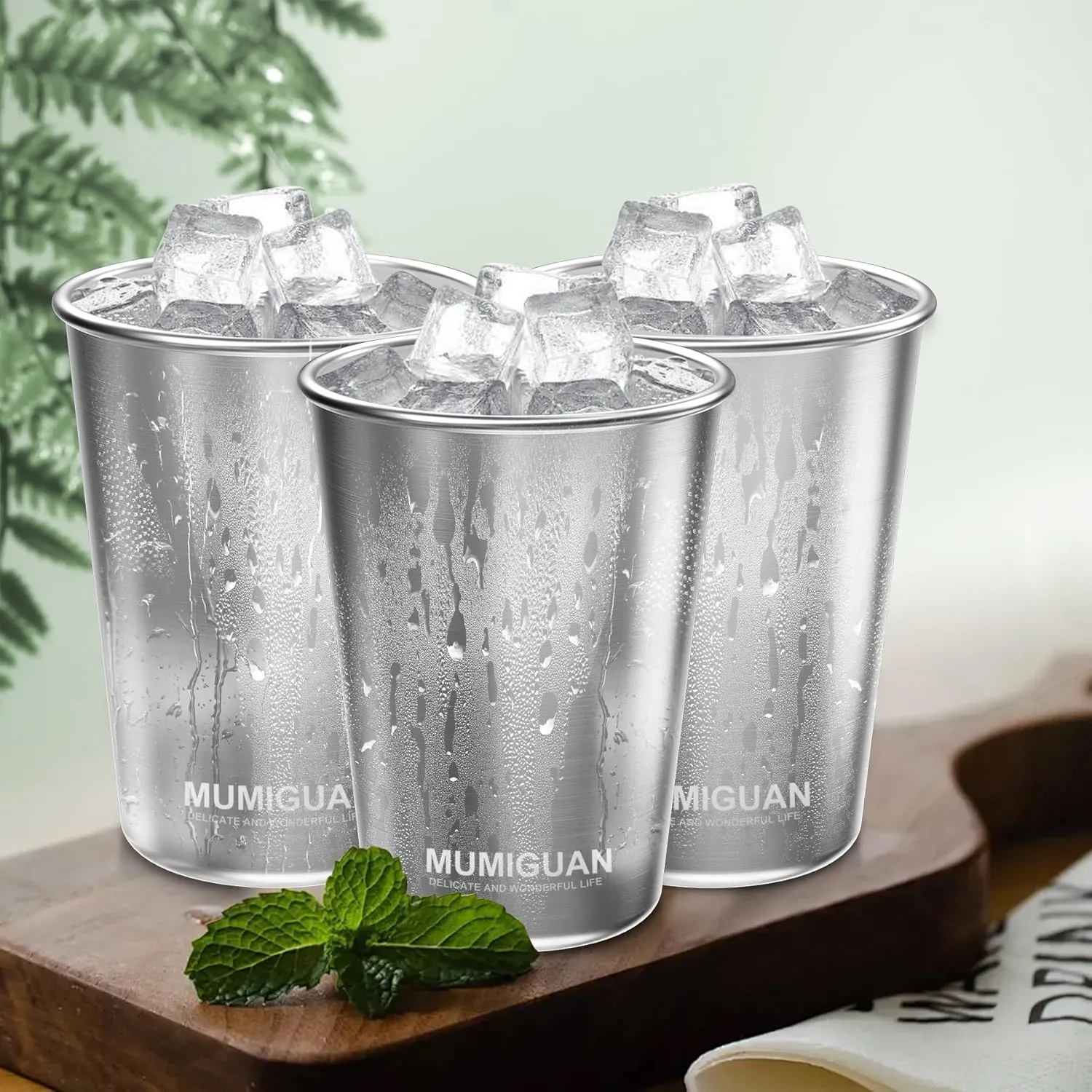 Stainless Steel Cups 20oz/600ml (4 Pack), Stainless Steel Pint Tumbler, Camping Stainless Steel Cups, Stackable Metal Drinking Glasses, BPA Free, Stackable, Durable.
