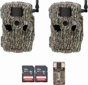 Stealth Cam Fusion XPro 36MP MP Photo and 1080P at 30FPS Video Cellular Trail Camera (AT&T and Verizon) - Treebark Camo Bundle with 32 GB SD Card and Card Reader (2-Pack) (5 Items)
