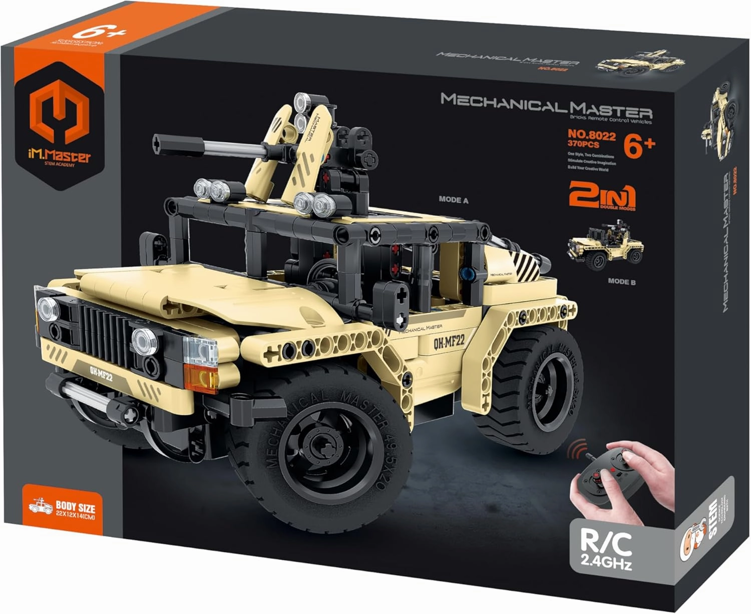 STEM Car Toy Building Toy Gift for Age 6 , Remote Control 2in1 Armed Off-Roader Building Block Take Apart Toy, 370 Pcs DIY Building Kit, Learning Engineering Construction R/C Toys
