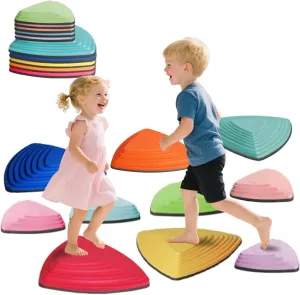 Stepping Stones for Kids, 10 PCS Non-slip Sensory Toys, Outdoor Indoor Play Promoting Children's Balance, Coordination and Motor Skills, Toddler Obstacle Course Game for Ages 3 4 5 6 7 8 Years