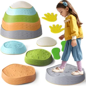 Stepping Stones for Kids, 7pcs Non-Slip Toddler Sensory Balance Stones for Promoting Children’s Coordination Skills, Obstacle Course Game Toys Indoor/Outdoor Play for Kids 3-8