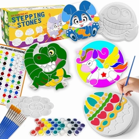 Stepping Stones Painting Kit for Kids Ages 6-12, 5 Pack Paint Your Own Garden Stones, Outdoor Arts and Crafts Kits, Creative Summer Gift for Kids Boy and Girl Age 6, 7, 8, 9, 10  Year Old (Unicorn)