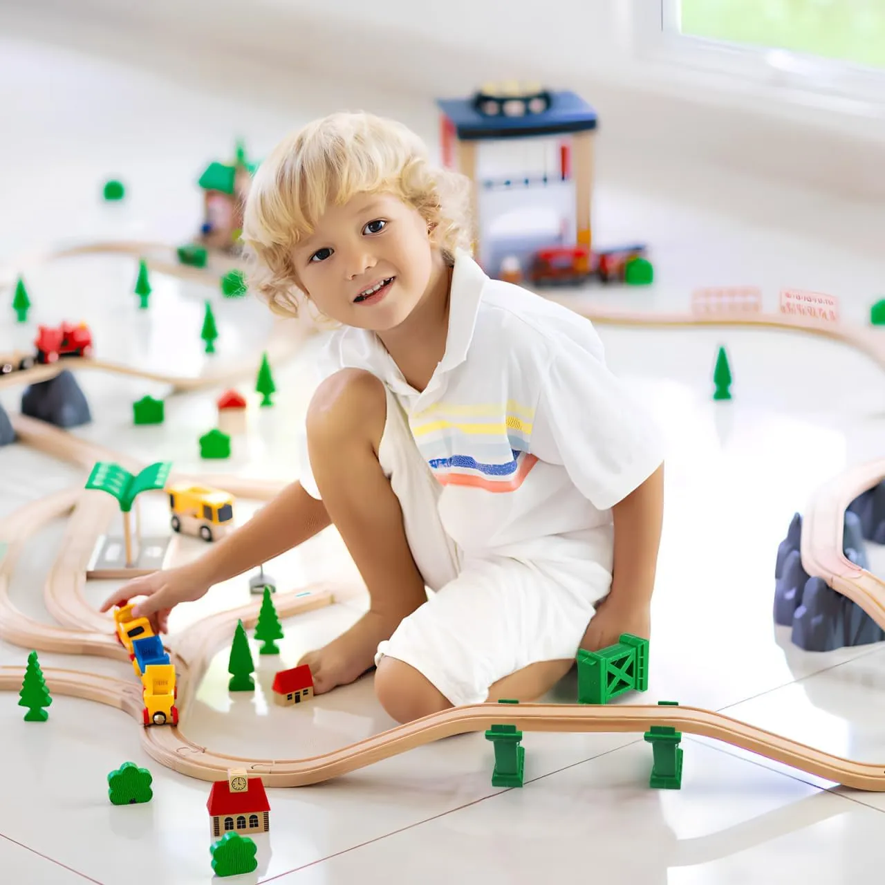 STOBAZA 24 Pcs Train Track Toys Bridge Support Train Track Bridge Supports Train Bridge Riser Train Track Support Risers Train Accessories Track Accessories for Wooden Train Plastic