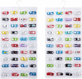 Storage Case Compatible with 80 Hot Wheels Matchbox Cars, Double-Sided Hanging Display Case for Hot Wheels Fits for 80 Toy Cars (80 Slots-White)