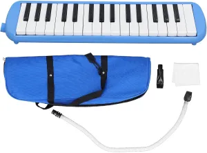 Student Melodica, 32 Keys Double Tubes Mouthpiece Air Piano Keyboard Musical Instrument with Carrying Bag, Black, Easy to Learn, Premium Plastic, Storage Bag Included