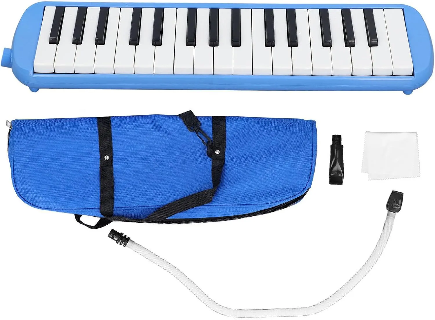 Student Melodica, 32 Keys Double Tubes Mouthpiece Air Piano Keyboard Musical Instrument with Carrying Bag, Black, Easy to Learn, Premium Plastic, Storage Bag Included