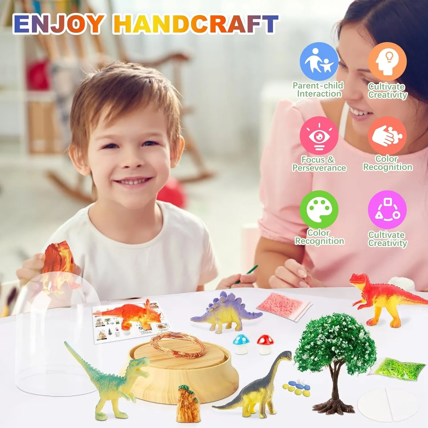 SunnyOcean DIY Dinosaur Night Light Craft Kit, Creative Gifts for Boys and Girls Ages 3-12, Kids Birthday Christmas