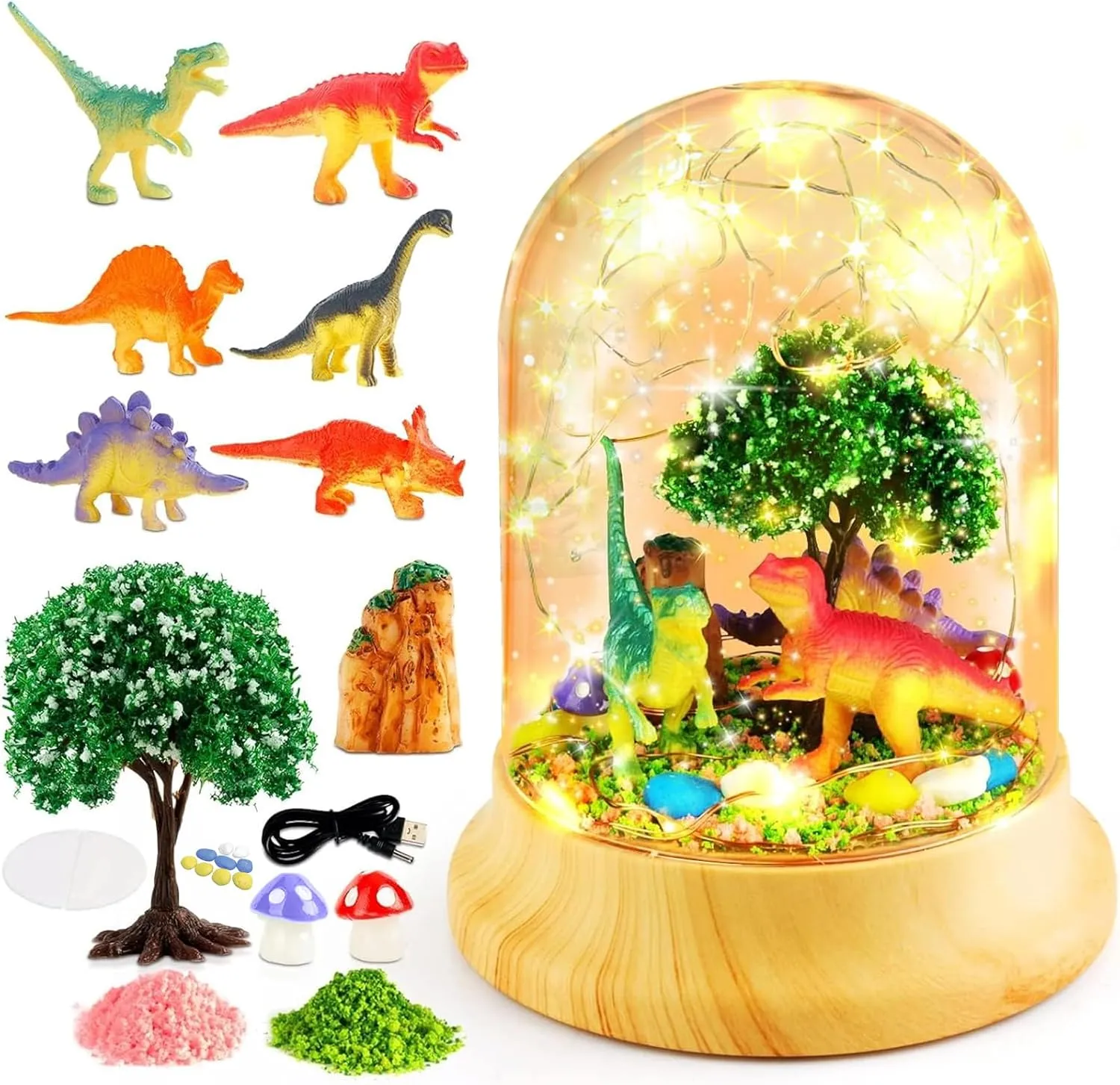 SunnyOcean DIY Dinosaur Night Light Craft Kit, Creative Gifts for Boys and Girls Ages 3-12, Kids Birthday Christmas