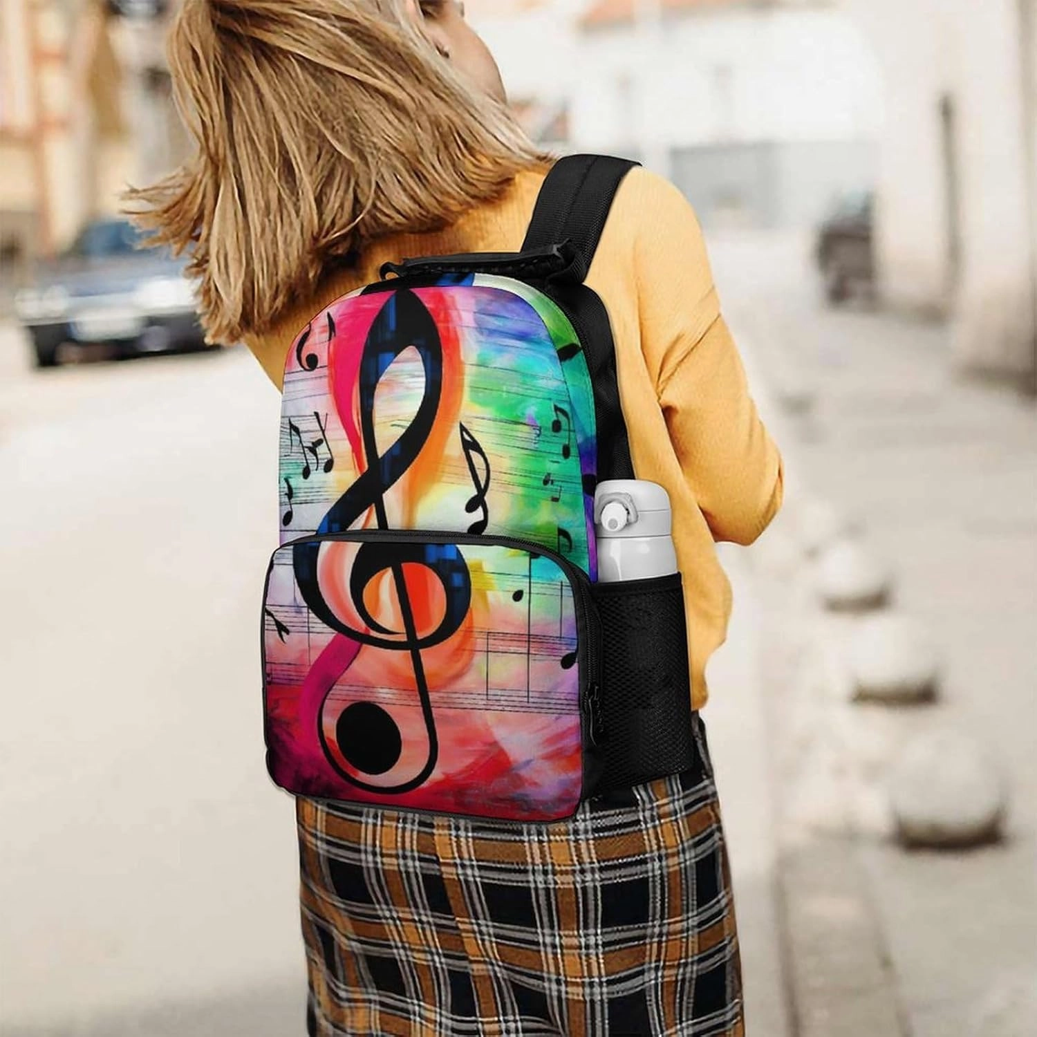 Supdreamc Men Women Lightweight Abstract Music Notes Backpack Large Capacity Bookbag With Smooth Zippers for Gym Business Running