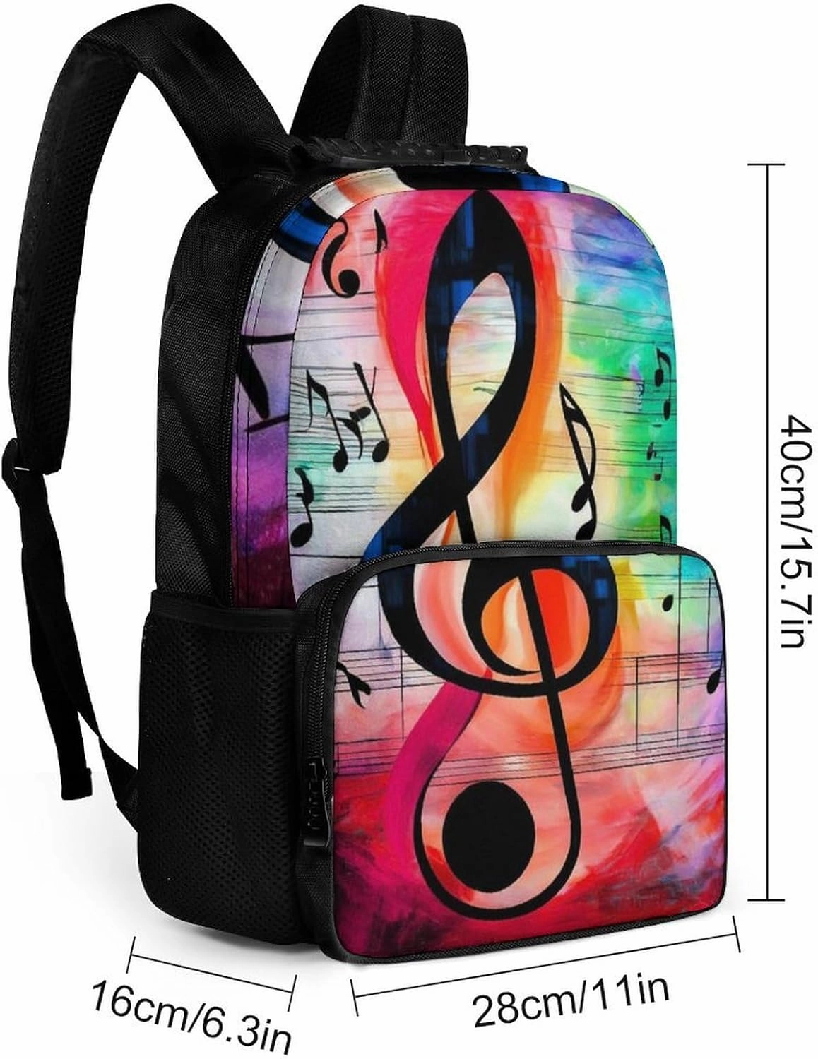 Supdreamc Men Women Lightweight Abstract Music Notes Backpack Large Capacity Bookbag With Smooth Zippers for Gym Business Running