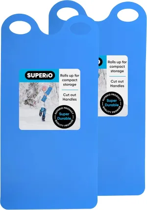 Superio Snow Slider Mat, Flexible Snow Sled Flying Carpet, Roll up Sleds for Kids and Adults 54" Lightweight Plastic Snowboard Sled-2 Pack