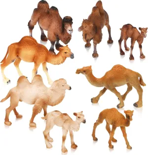 Supervitae 8 Pcs Large Camel Toy Plastic Figures Big Size Wild Arabian Camel Dromedary Toy Desert Stuffed Animals Figures with Humps Plastic Play for Home Diorama Decor