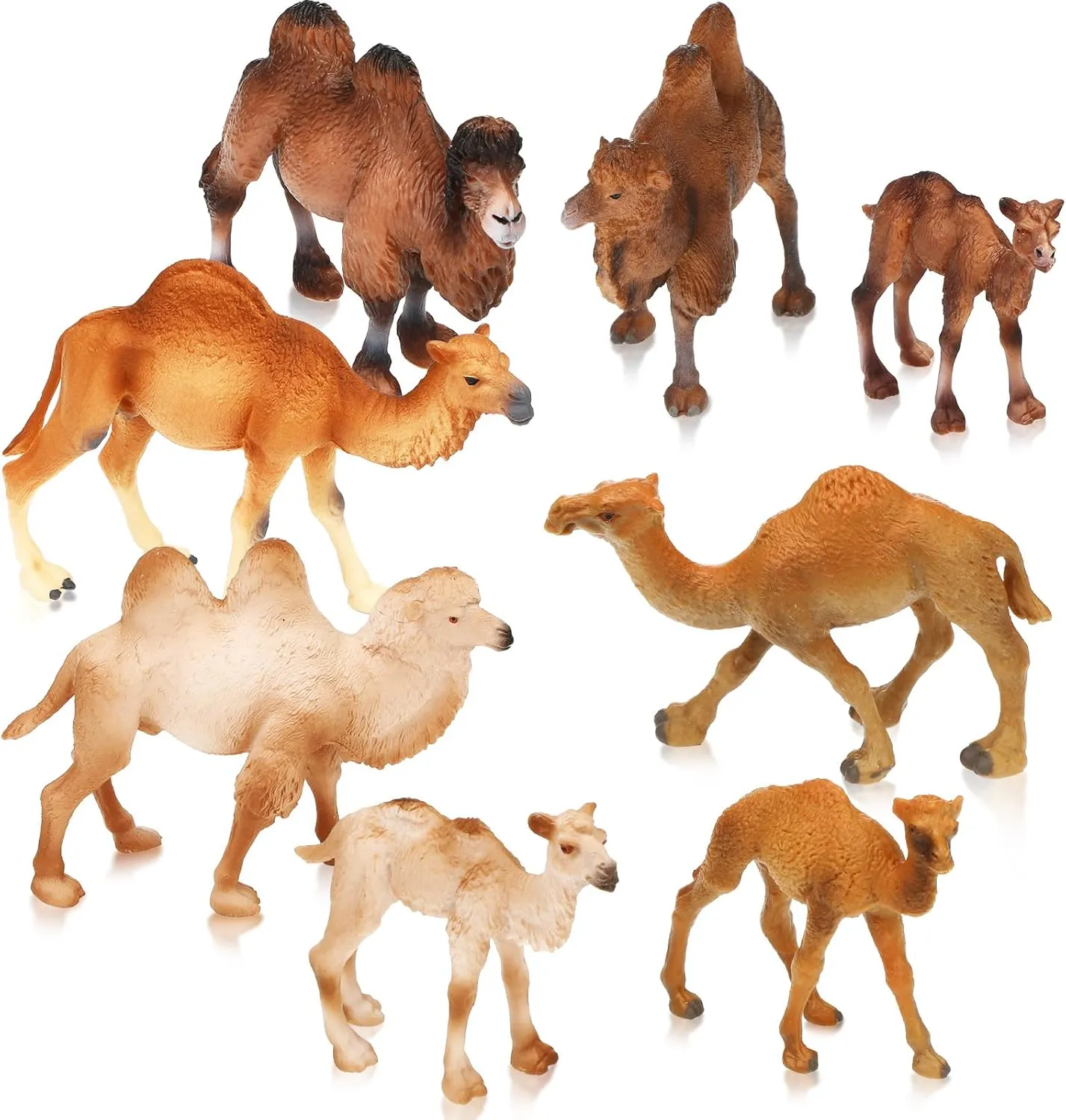 Supervitae 8 Pcs Large Camel Toy Plastic Figures Big Size Wild Arabian Camel Dromedary Toy Desert Stuffed Animals Figures with Humps Plastic Play for Home Diorama Decor