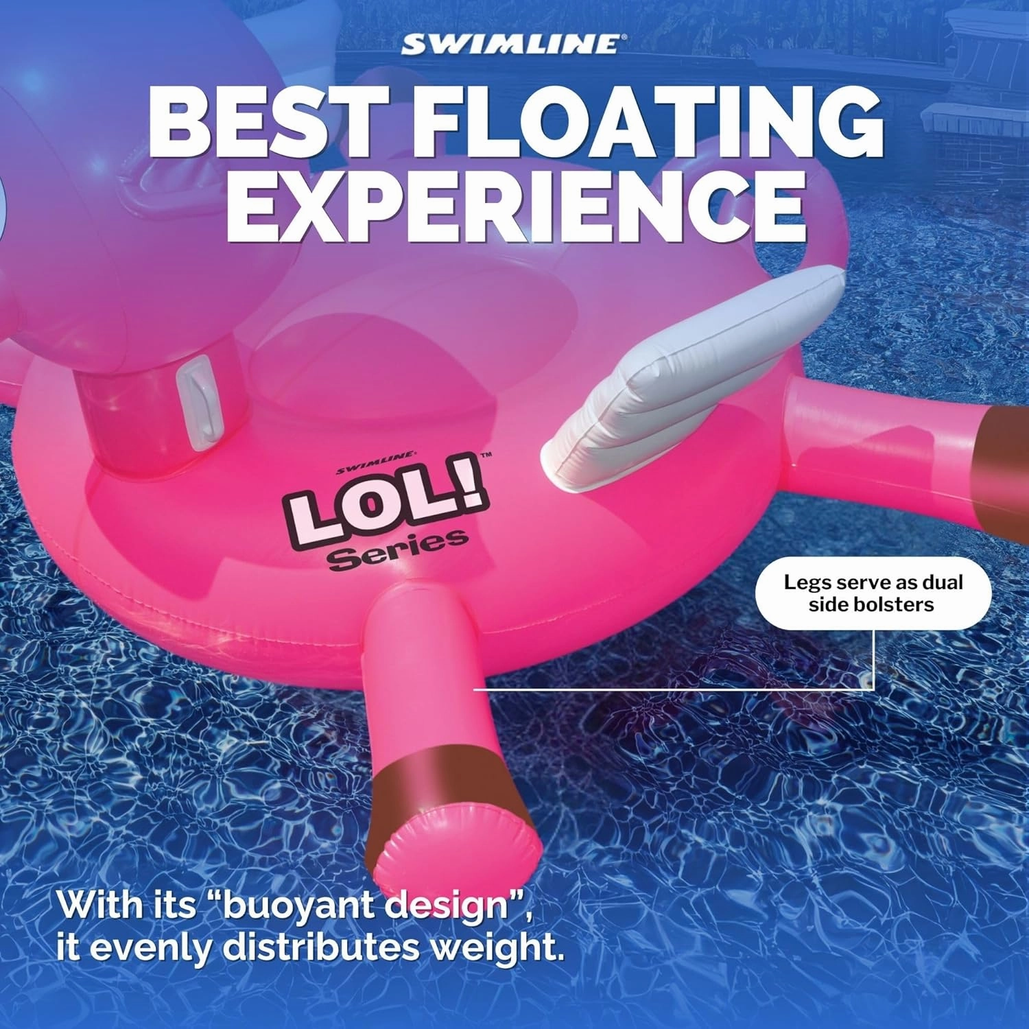 SWIMLINE ORIGINAL 90266 Giant Inflatable LOL Pig Pool Float | Oversized Ride-On Raft with Stable Legs & Wings | Loung Floatie Perfect for Parties & Cooling