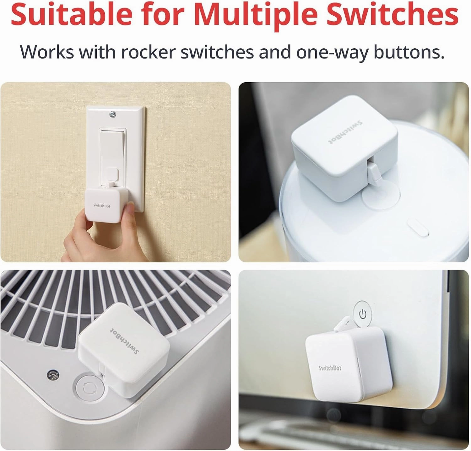 SwitchBot Smart Switch Button Pusher - Bluetooth Fingerbot for Rocker Switch/One-Way Button, Automatic Light Switch, Timer and APP Control, Works with Alexa When Paired with SwitchBot Hub (Black)