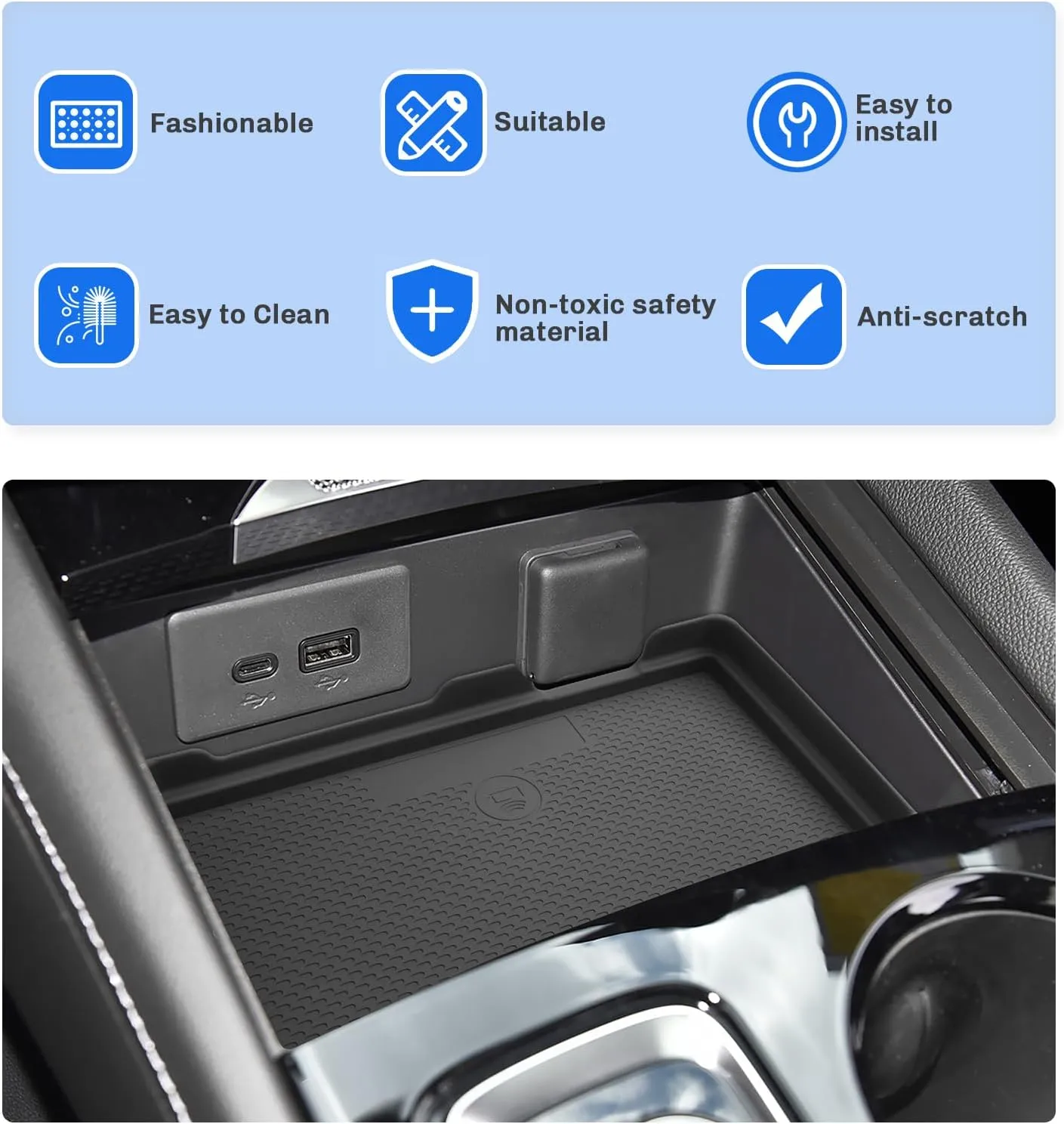 SXCY for 2024 2025 Buick Envision Center Console Inserts Liner 2024 2025 Envision Anti-dust Mats for 2024 Buick Envision Wireless Charging Mats Inserts Liner Waterproof Mats 2025 Envision Accessories