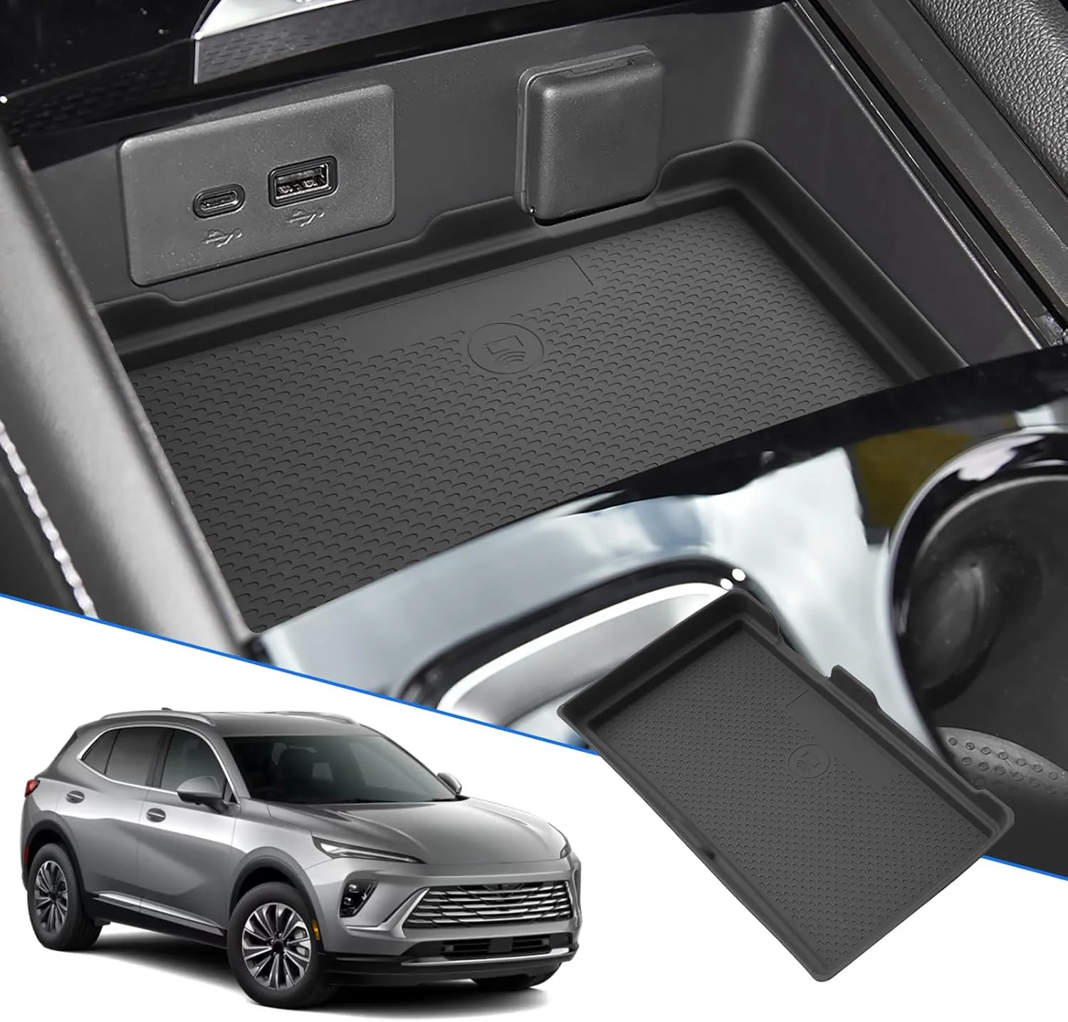 SXCY for 2024 2025 Buick Envision Center Console Inserts Liner 2024 2025 Envision Anti-dust Mats for 2024 Buick Envision Wireless Charging Mats Inserts Liner Waterproof Mats 2025 Envision Accessories