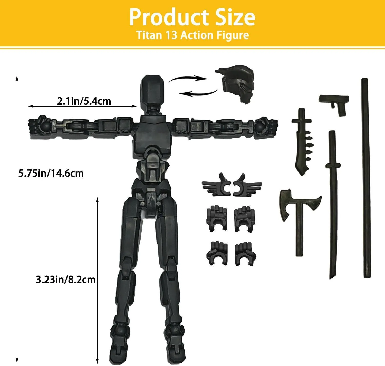 T13 Action Figure Set, 10PCS Robot 3D Printed Toys Lucky Titan 13 Action Figure with Multiple Accessories, Dummy 13 Multi-Jointed Movable, Gifts for Boys and Girls (Requires Assembly)