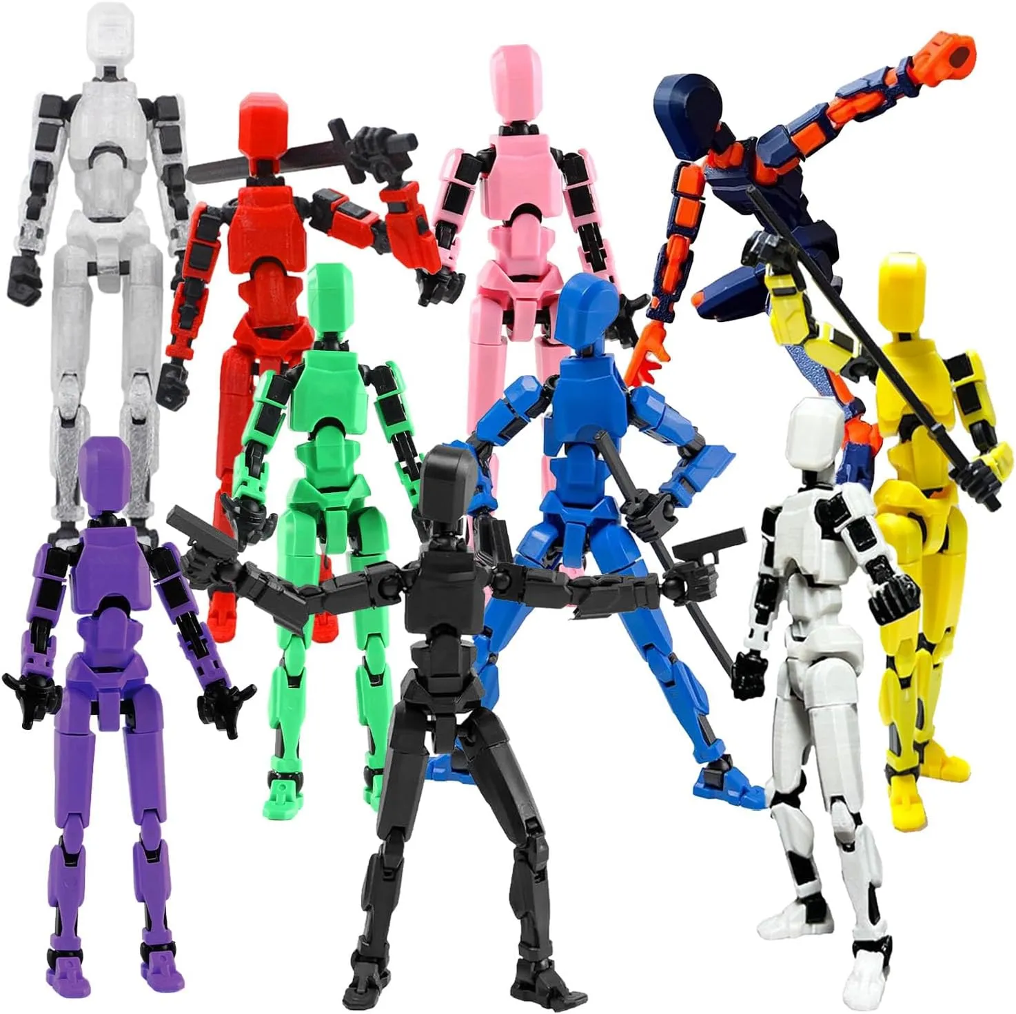 T13 Action Figure Set, 10PCS Robot 3D Printed Toys Lucky Titan 13 Action Figure with Multiple Accessories, Dummy 13 Multi-Jointed Movable, Gifts for Boys and Girls (Requires Assembly)