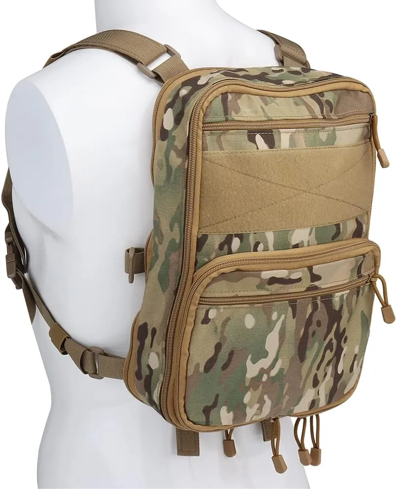 Tactical MOLLE Flatpack D3 Backpack Expansible Hydration Carrier Softback for Chest Rig Airsoft Vest
