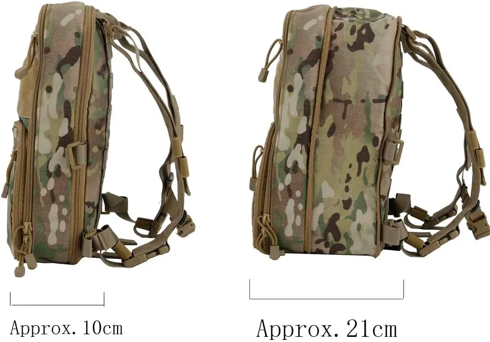 Tactical MOLLE Flatpack D3 Backpack Expansible Hydration Carrier Softback for Chest Rig Airsoft Vest