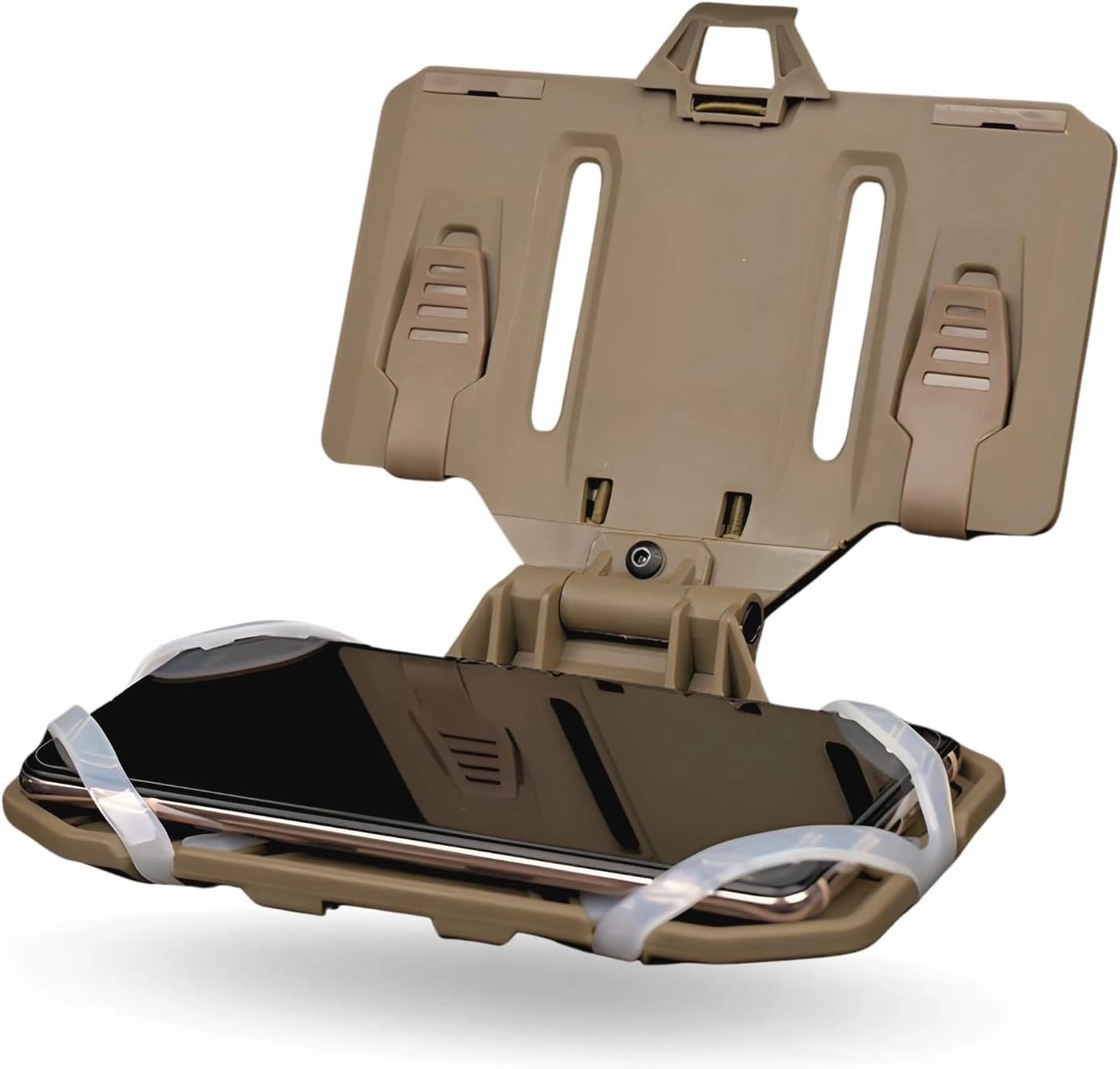 Tactical Plate Carrier Molle Phone Carrier Vest Attachments, Outdoor Universal Foldable Phone Chest Holder, Chest Rig Mount Navigation Board for 4.7"-6.7" Screen (FoldPanel-Tan)