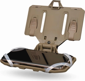 Tactical Plate Carrier Molle Phone Carrier Vest Attachments, Outdoor Universal Foldable Phone Chest Holder, Chest Rig Mount Navigation Board for 4.7"-6.7" Screen (FoldPanel-Tan)