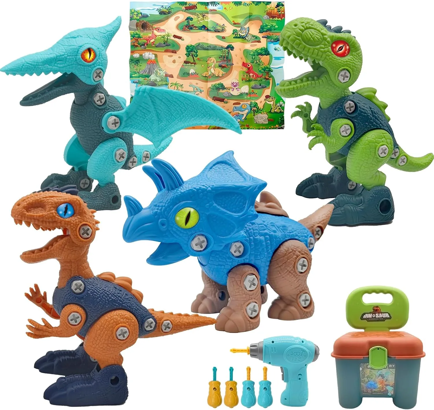 Take Apart Dinosaur Toys for Kids Boys Age 6 7 8 9 10 11 12  Year Old, Construction Building Kits with Drill,Educational Play Set